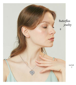 Butterfly & Heart Necklace for Women – Elegant Copper Pendant Chain