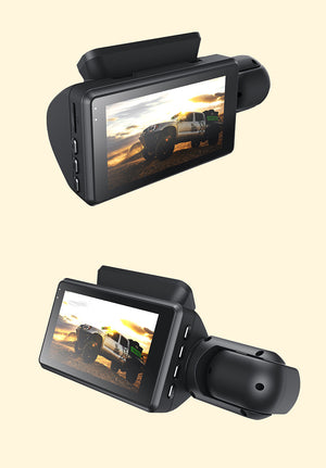 3-Channel HD Dash Cam with 32GB Card | Front, Interior & Rear | 3-Inch Screen | Night Vision | Loop Recording | Parking Monitor