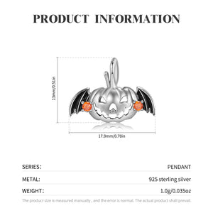 Halloween Flying Pumpkin S925 Sterling Silver Hollow Pendant Necklace