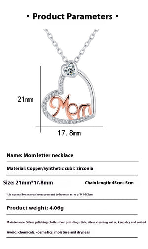 Heart Buckle Mom Necklace | Rose Gold Copper Pendant | Elegant Mother's Day Jewelry Gift for Her
