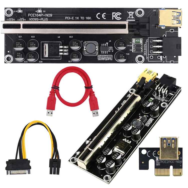Riser Card 009s Plus PCI-E PCIE PCI Express X16 GPU 6in Adapter card USB 3.0 Cable 1X 16X Extender