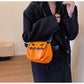 Halloween Pumpkin Contrast Color Pleated Crossbody Bag