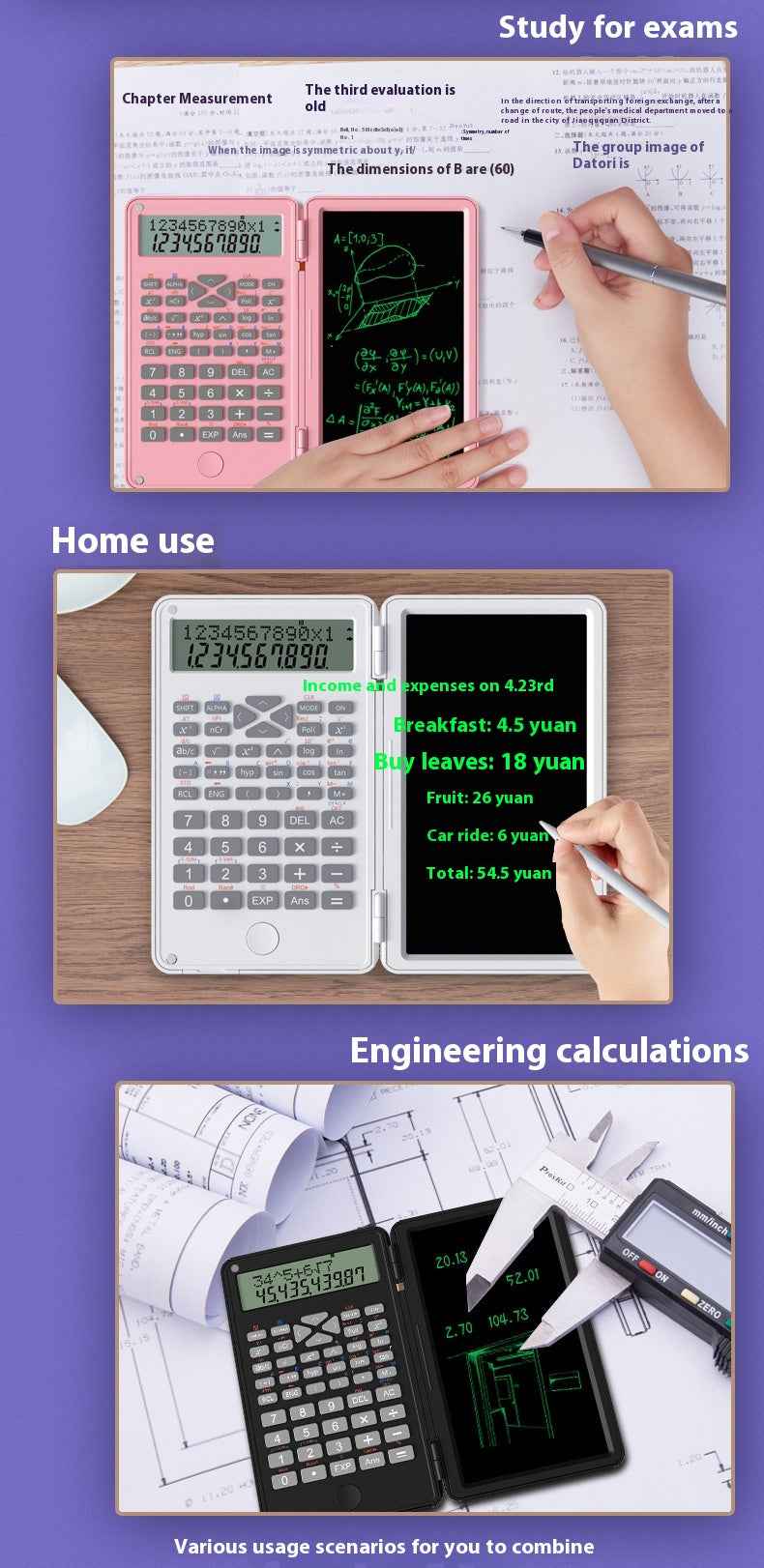 New Scientific Calculator Accounting Special Portable Mini Tablet Computing Machine Handwriting Board Exam Student