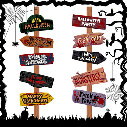 Halloween Papieren Wegwijzers – Spookachtige Bedrukte Feestdecoratie Rekwisieten (10 stuks)
