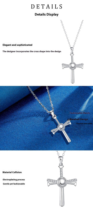 Baseball Cross Necklace for Women | Sports-Inspired Copper Pendant | Adjustable Chain Fashion Jewelry