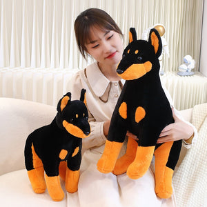Doberman Pinscher Plush Toy – Soft Cute Stuffed Dog Doll for Kids & Dog Lovers (Small & Large)