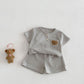 Kids' Cotton Short Sleeve 2-Piece Set | Shirt & Shorts | 3 Colors