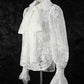 Lantern Sleeve Bow Tie Lace Embroidered Shirt