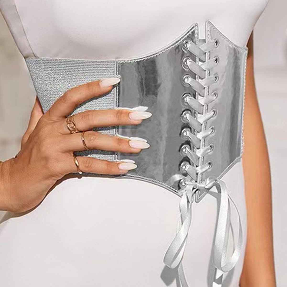 European And American-style Versatile Elastic Wide Decorative Belt For Skirts Springautumn Womens