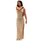 Backless Beach Cutout Side-Slit Knitted Slip Dress