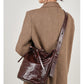 Bucket Bag Fashion Special-interest Hand Grip Pattern Leather One-shoulder Crossbody Tote