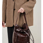 Bucket Bag Fashion Special-interest Hand Grip Pattern Leather One-shoulder Crossbody Tote