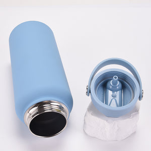 1L (34oz) Insulated Stainless Steel Water Bottle with Straw & Rope Handle – 24 Colors
