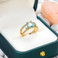 Light Sea Blue Geometric Ring for Women – Electroplated Copper Fashion Ring