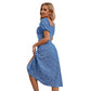 Floral Print Dress Summer Sweet Youth-Enhancing Square-Neck Long Dress