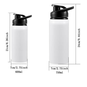 Aluminum Sports Water Bottle | Sublimation-Ready | Flip-Top Sport Lid | Carry Loop | 600ml (21cm) & 750ml (24cm) | White
