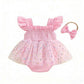 Girls And Infants Mesh Romper With A Tulle Skirt And Bow