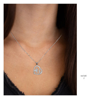 Father & Daughter Heart Necklace | Sparkling Diamond-Style Copper Pendant | Sentimental Gift for Women