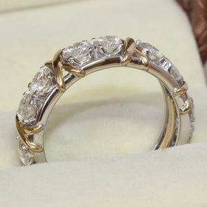 Two-Tone Gold Zircon Cross Ring for Women – Copper Fashion Ring Sizes 6–10
