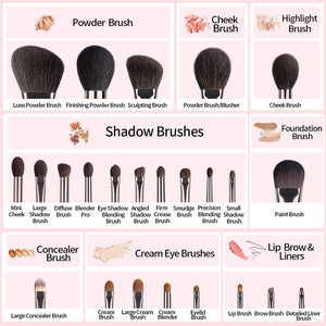 Professional Makeup Brush Set – Natural Goat Hair Eyeshadow & Face Brushes