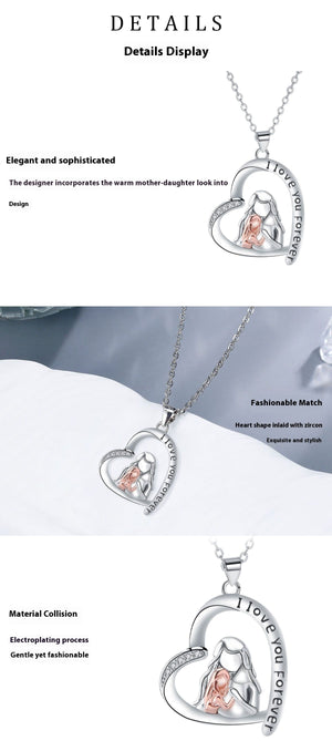 Mother & Daughter Love Heart Necklace | Rose Gold Copper Pendant | Sentimental Jewelry Gift for Her