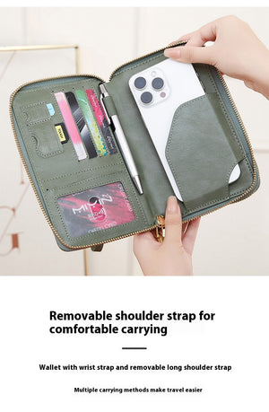 RFID Multi-functional Double Zipper Storage Crossbody Wallet