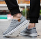 Men's Korean Style Canvas Sneakers – Breathable Low-Top Flat Sole Casual Shoes | Stitching Detail | Gray & Black | EU 39–45 / US 6.5–11.5