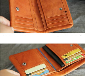 Retro Ultrathin Twofold Simple Short  Drivers License Driving License One Mens And Womens Leather Wallet