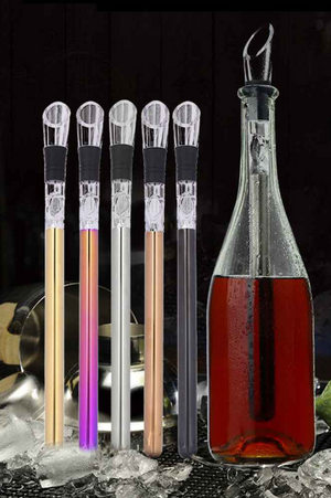 3-in-1 Wine Cooling Rod – Stainless Steel Wine Bottle Chiller Stick with Aerator & Drip-Free Pourer | Keeps Wine Cold Up to 1 Hour