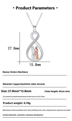 Infinity Sister Necklace | Rose Gold Copper Pendant | Best Friend & Sisterhood Jewelry Gift for Women