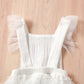 Girls' Cotton Gauze Mesh Embroidered Romper | Sleeveless Jumpsuit