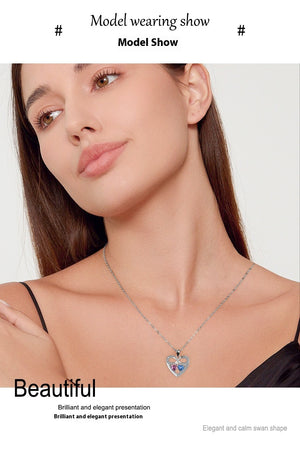 Heart to Heart Necklace for Women – White Gold Copper Pendant Cross Chain