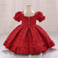 Meisjes satijnen vlinder prinsessenjurk – Formele feestjurk met katoenen voering | Koffie, kaki, roze & rood | 12M–3J