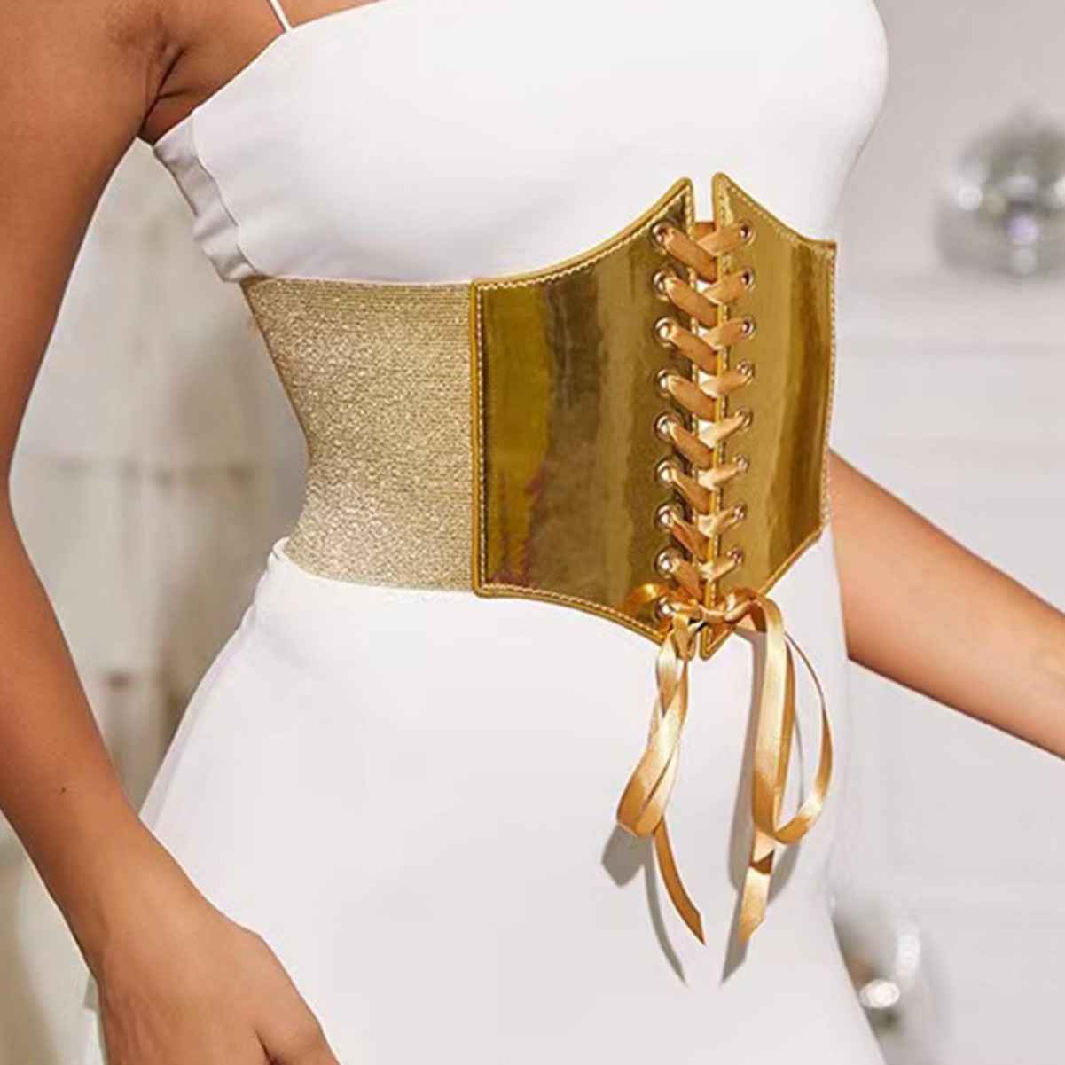 European And American-style Versatile Elastic Wide Decorative Belt For Skirts Springautumn Womens
