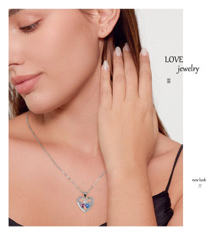 Heart to Heart Necklace for Women – White Gold Copper Pendant Cross Chain