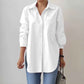 Solid-color Split-neck Long-sleeve Shirt