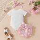 Baby Girl Floral Daisy 3-Piece Set | Knit Top, Shorts & Hairpin