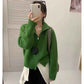Loose-fitting Simple Stand-collar Laid-back Knit Cardigan Top