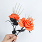 Halloween Skull Hand & Rose Decoration Ornament – Gothic Spooky Accent (4 Colors)