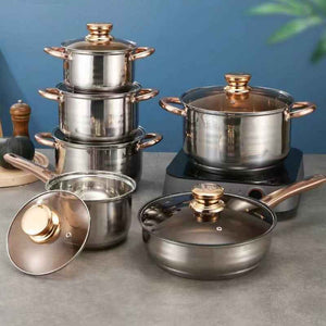 Non-Stick 12-Piece Cookware Set with Glass Lids