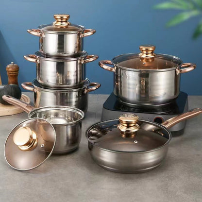 Non-Stick 12-Piece Cookware Set with Glass Lids