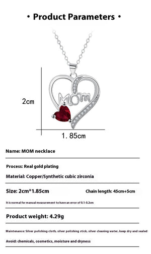 Heart Mom Necklace – Elegant Mother's Day Jewelry Gift for Women