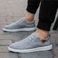 Men's Korean Style Canvas Sneakers – Breathable Low-Top Flat Sole Casual Shoes | Stitching Detail | Gray & Black | EU 39–45 / US 6.5–11.5
