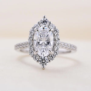 Oval Zircon Ring Set for Women | White Gold Electroplated Alloy | Sizes 5–11