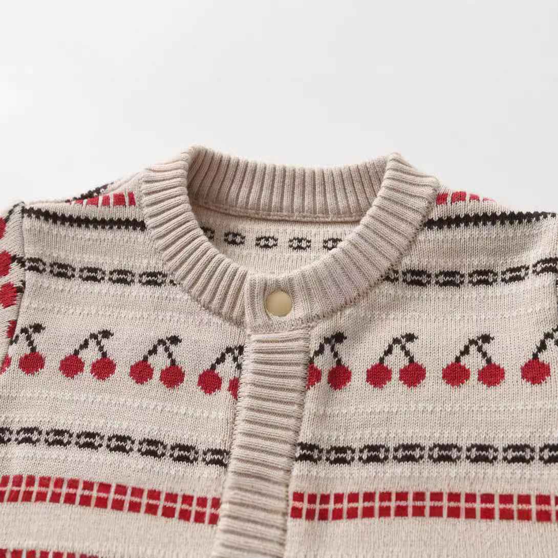 Knitted Jacquard Double-Layer Thickened Baby Romper For FallWinter