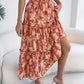 Women's Casual Floral Print Ruffle Trim Midi Beach Skirt