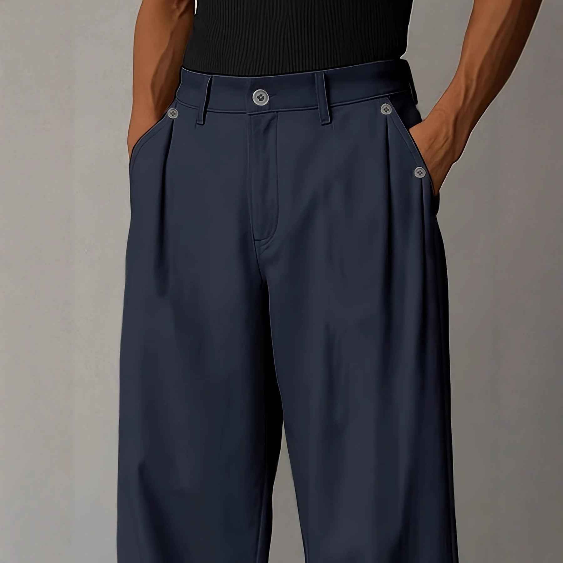 Mens Stylish Solid-color Casual Straight-leg Pants