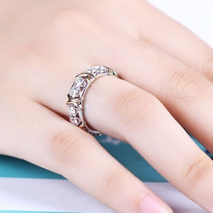 Two-Tone Gold Zircon Cross Ring for Women – Copper Fashion Ring Sizes 6–10