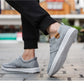 Men's Korean Style Canvas Sneakers – Breathable Low-Top Flat Sole Casual Shoes | Stitching Detail | Gray & Black | EU 39–45 / US 6.5–11.5