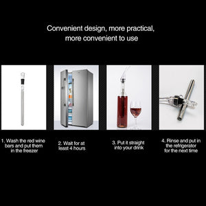 3-in-1 Wine Cooling Rod – Stainless Steel Wine Bottle Chiller Stick with Aerator & Drip-Free Pourer | Keeps Wine Cold Up to 1 Hour